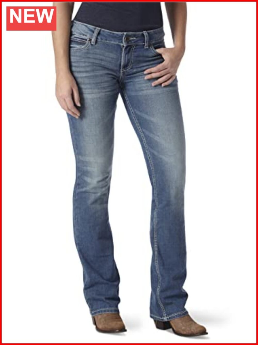 Mid Rise Boot Cut Ultimate Riding Jean Stretch Cotton Five Pocket